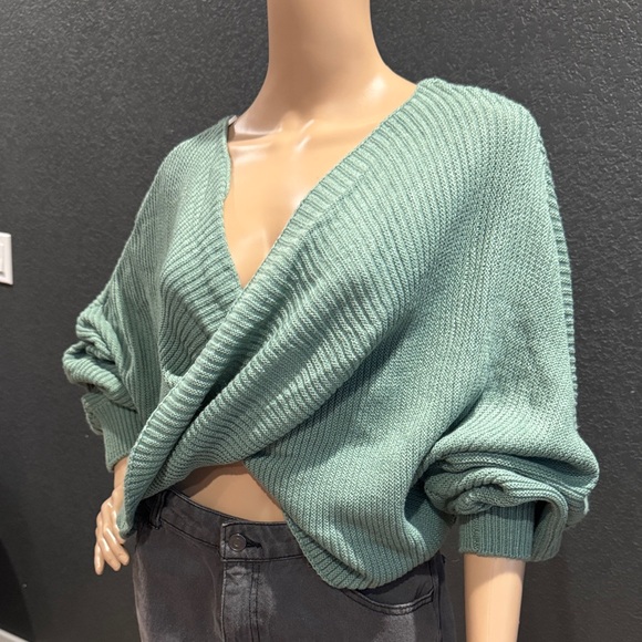 Takara Sage Green Wrap Front Sweater | Size Small - Picture 2 of 7